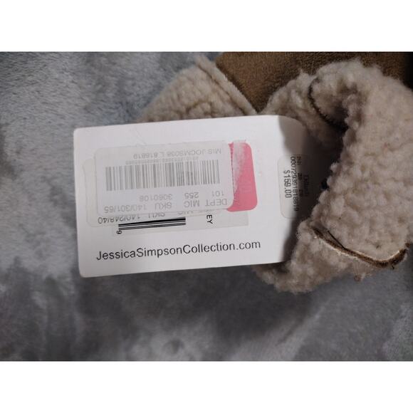 Jessica Simpson Sz L Faux Leather Fur Brown Coat Sherpa Lined Old Money Luxury - Picture 10 of 14